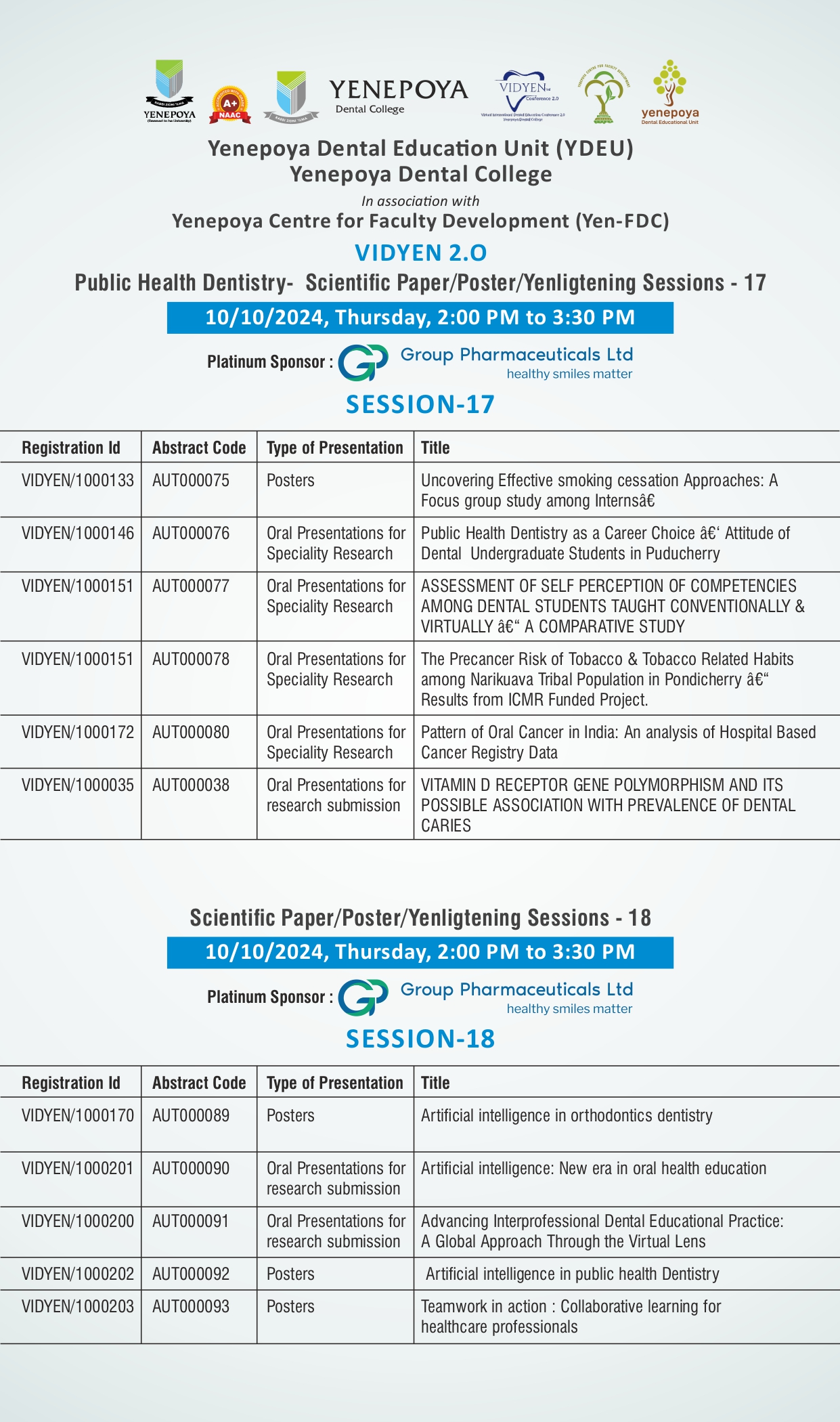Schedule Page 9